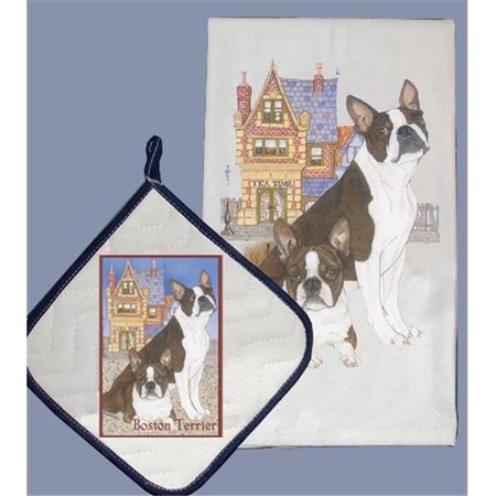 BAKEBETTER Dish Towel and Pot Holder Set - Boston Terrier BA115075